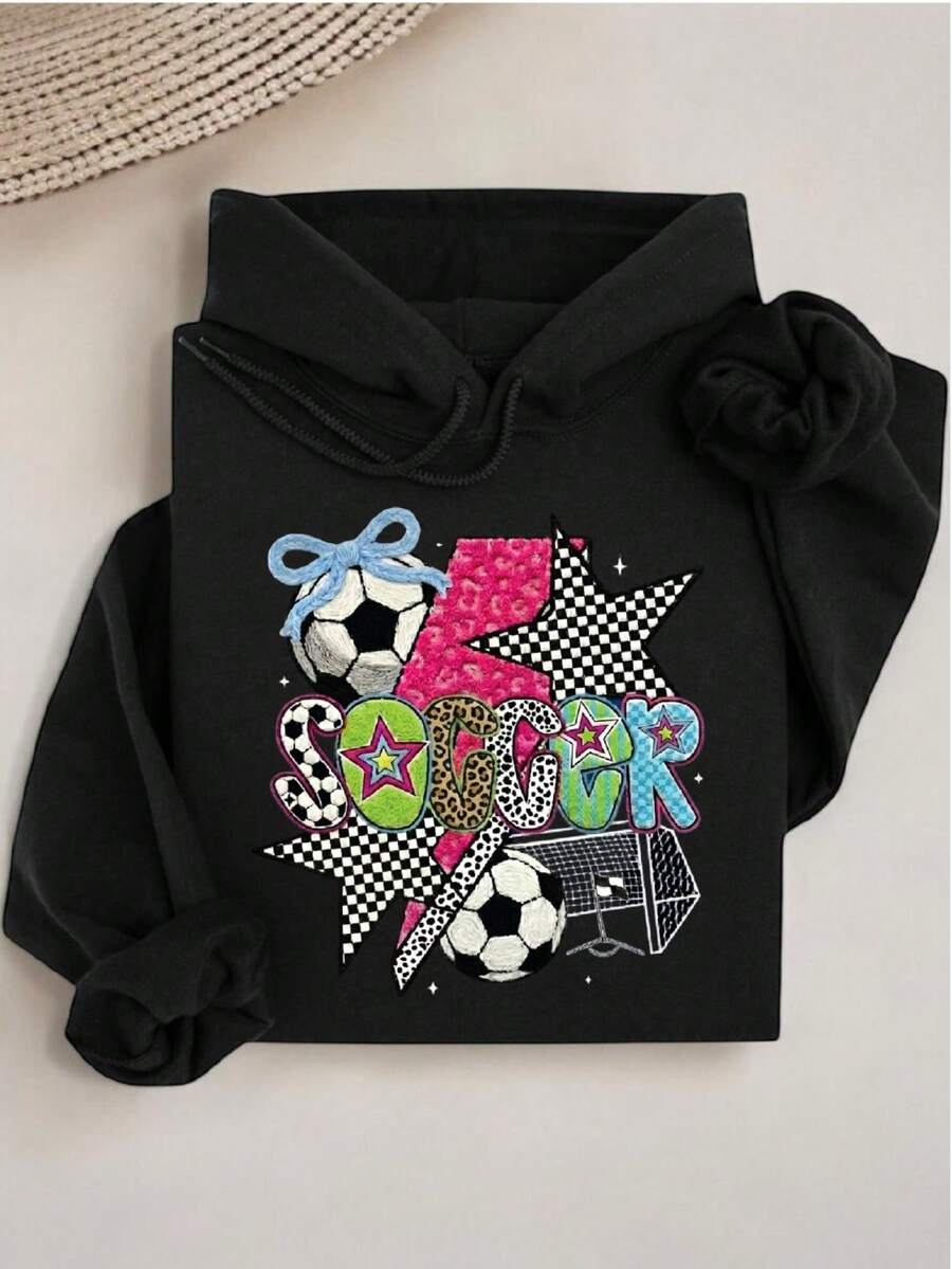 Preppy Soccer Faux Yarn Hoodie