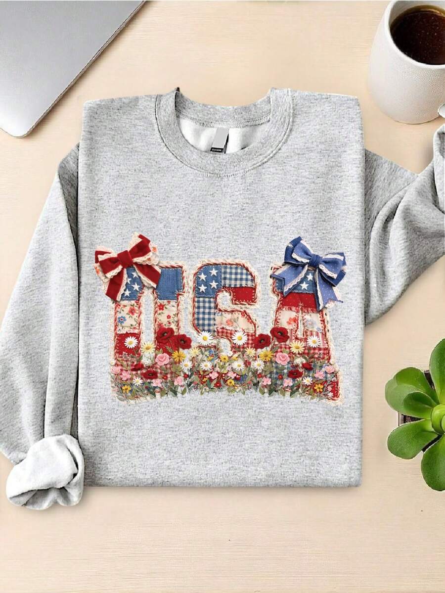Vintage Patchwork Patriotic USA Sweatshirt
