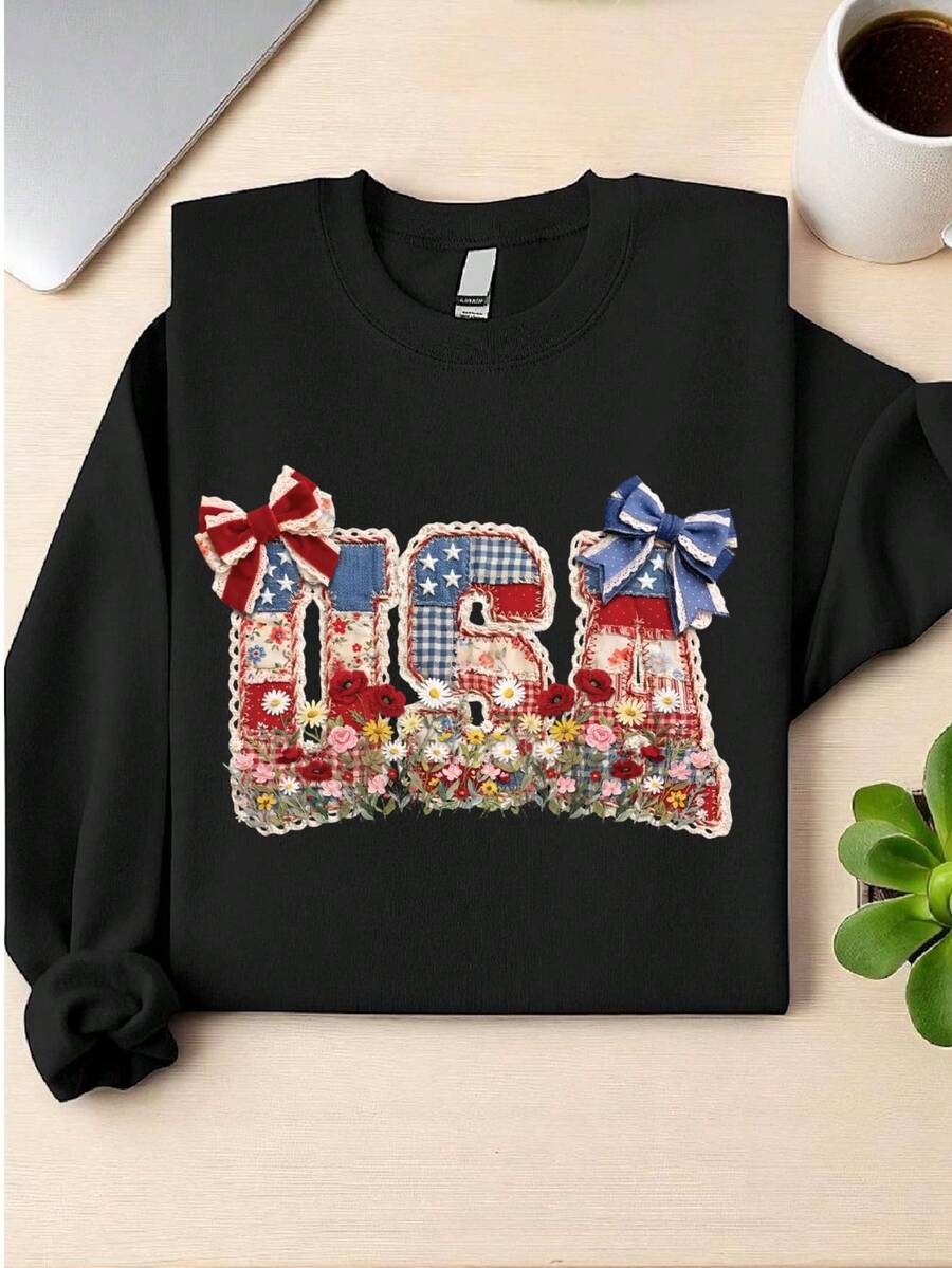 Vintage Patchwork Patriotic USA Sweatshirt