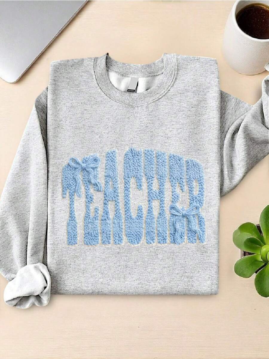 Teacher Coquette Faux Yarn Sweatshirt