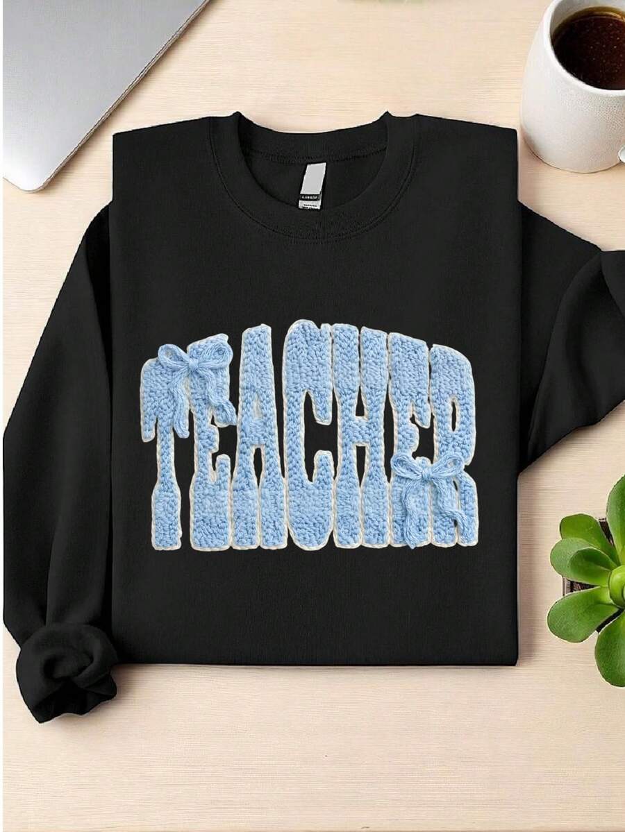 Teacher Coquette Faux Yarn Sweatshirt