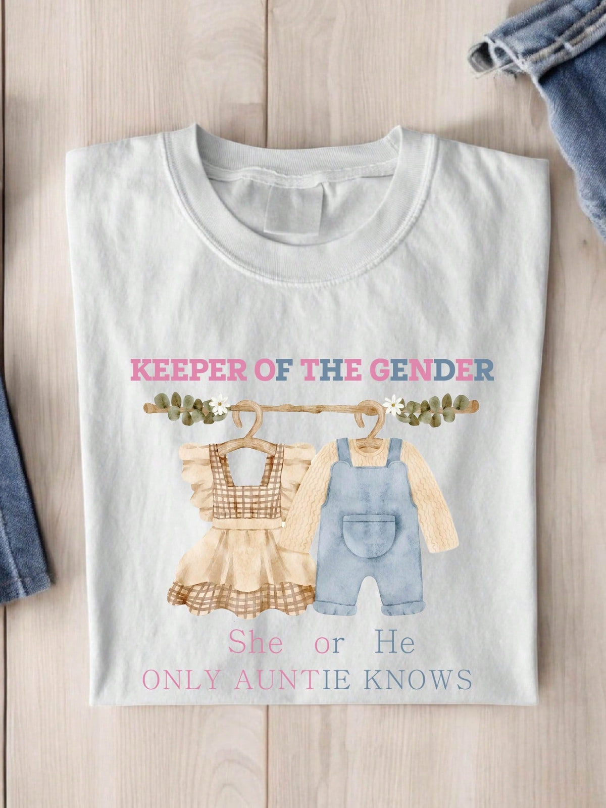 Keeper Of The Gender Pink Or Blue Auntie Loves You T-Shirt