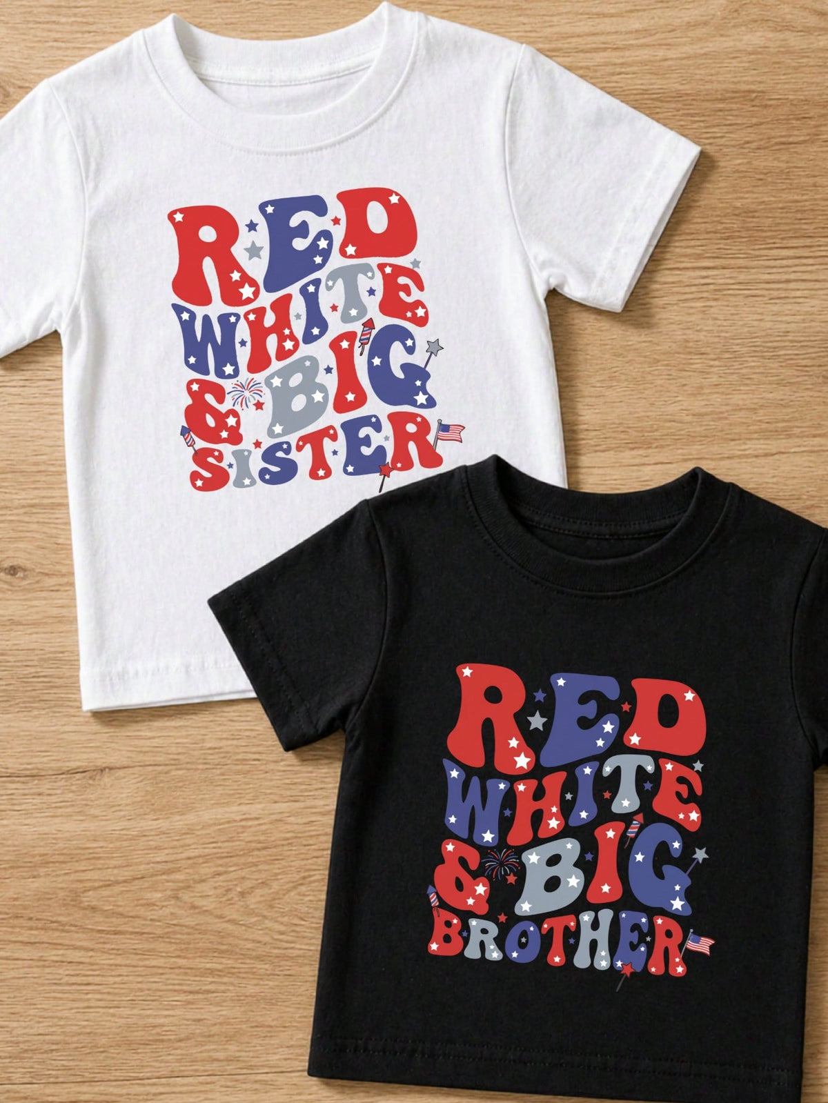 1 PC 4th Of July Siblings T-Shirt