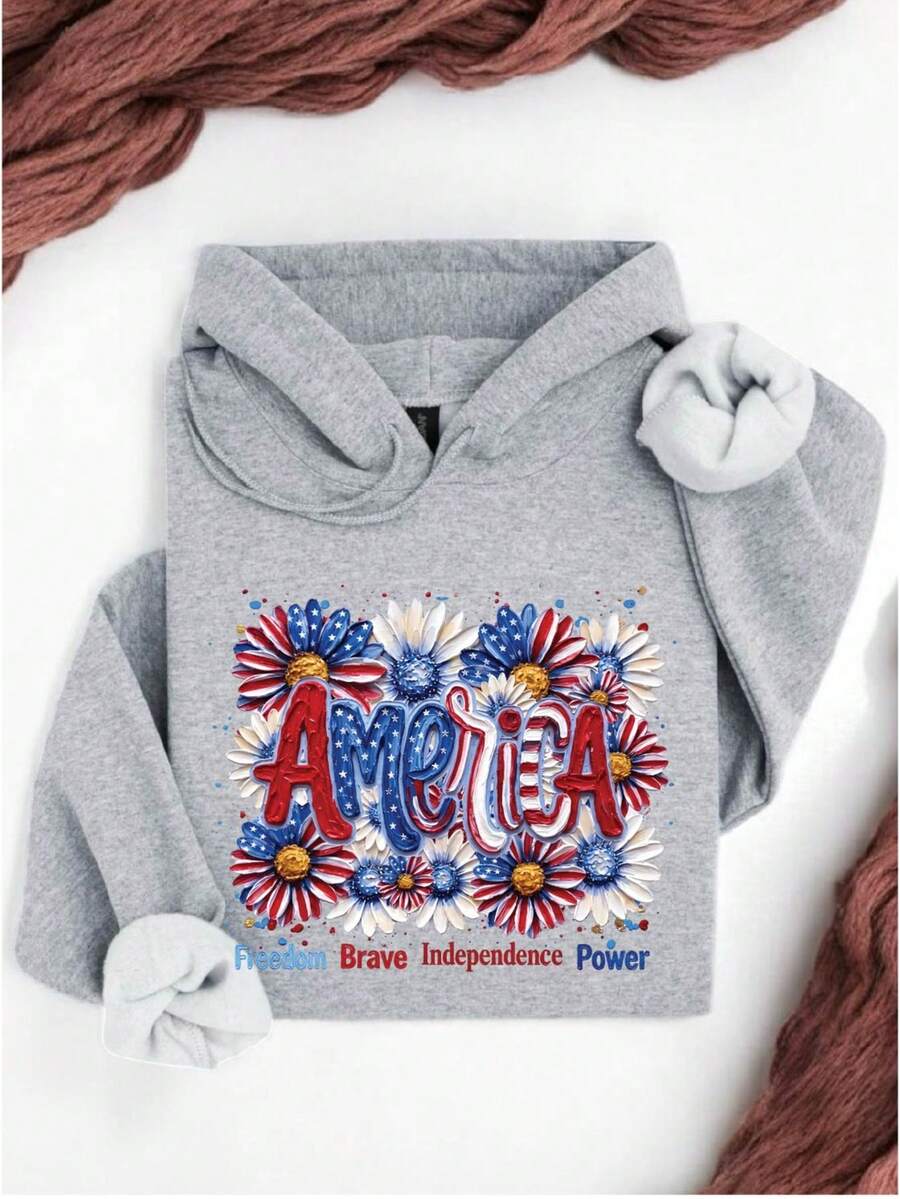 America Daisy Colorful Brushstroke Hoodie