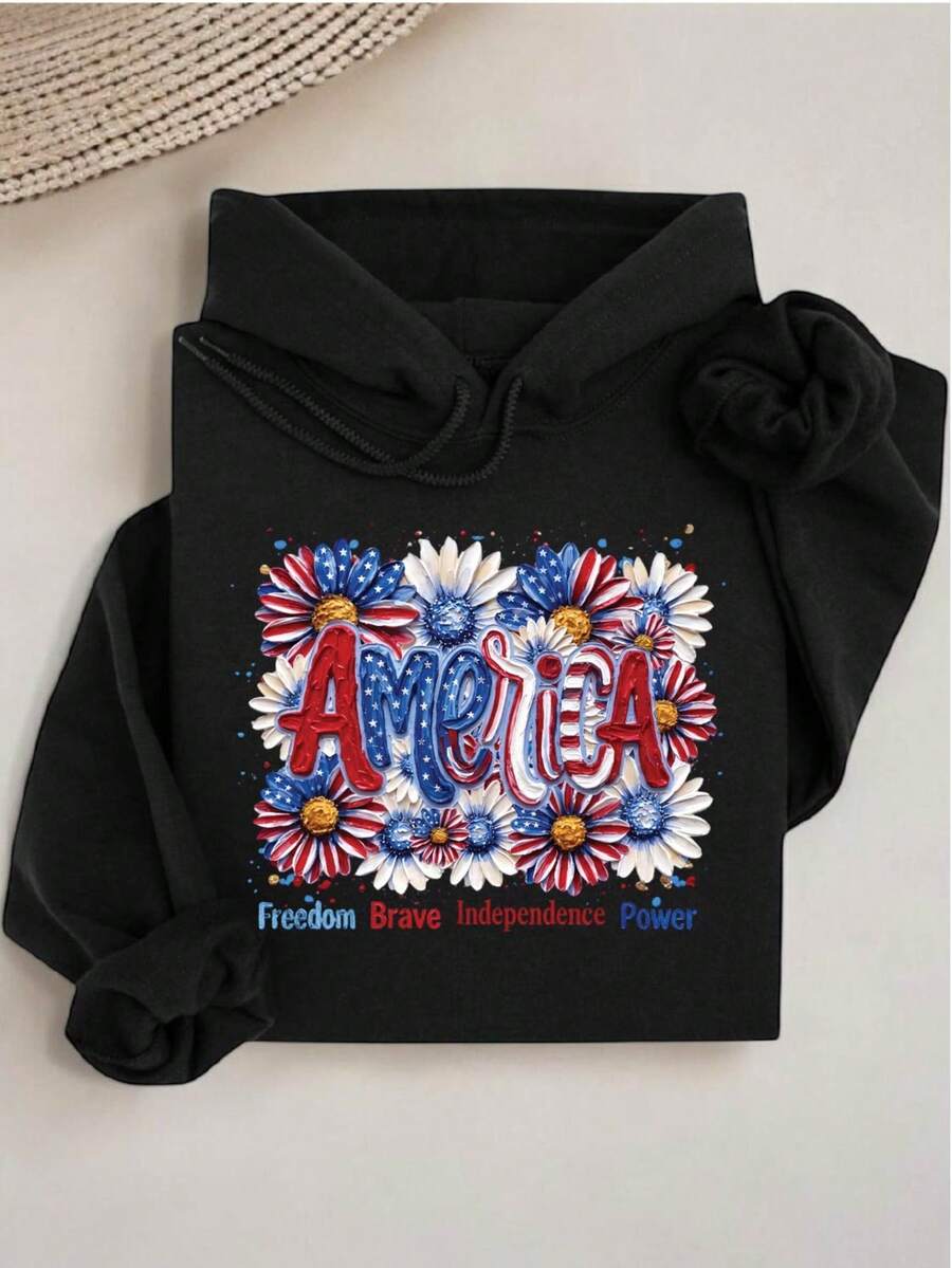 America Daisy Colorful Brushstroke Hoodie
