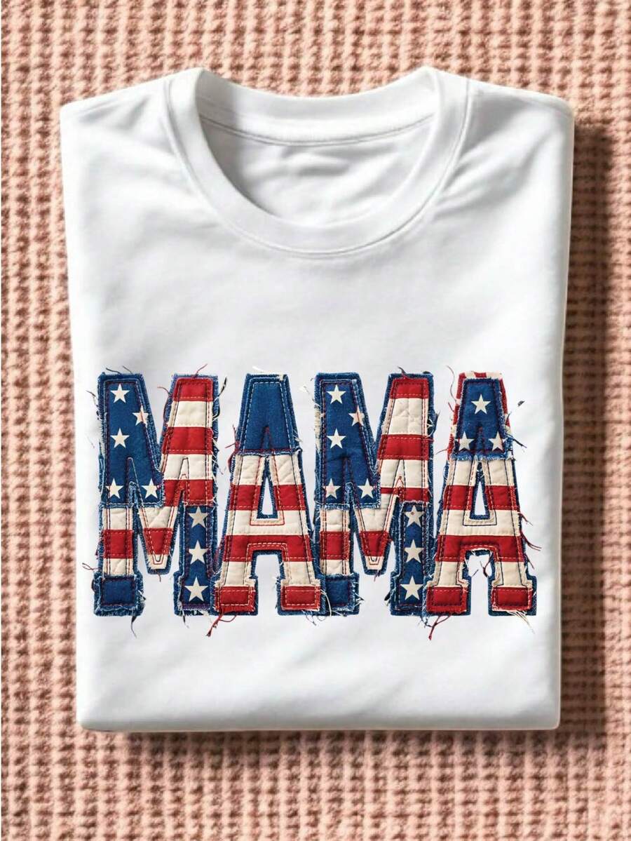Faux Patchwork Mama T-Shirt