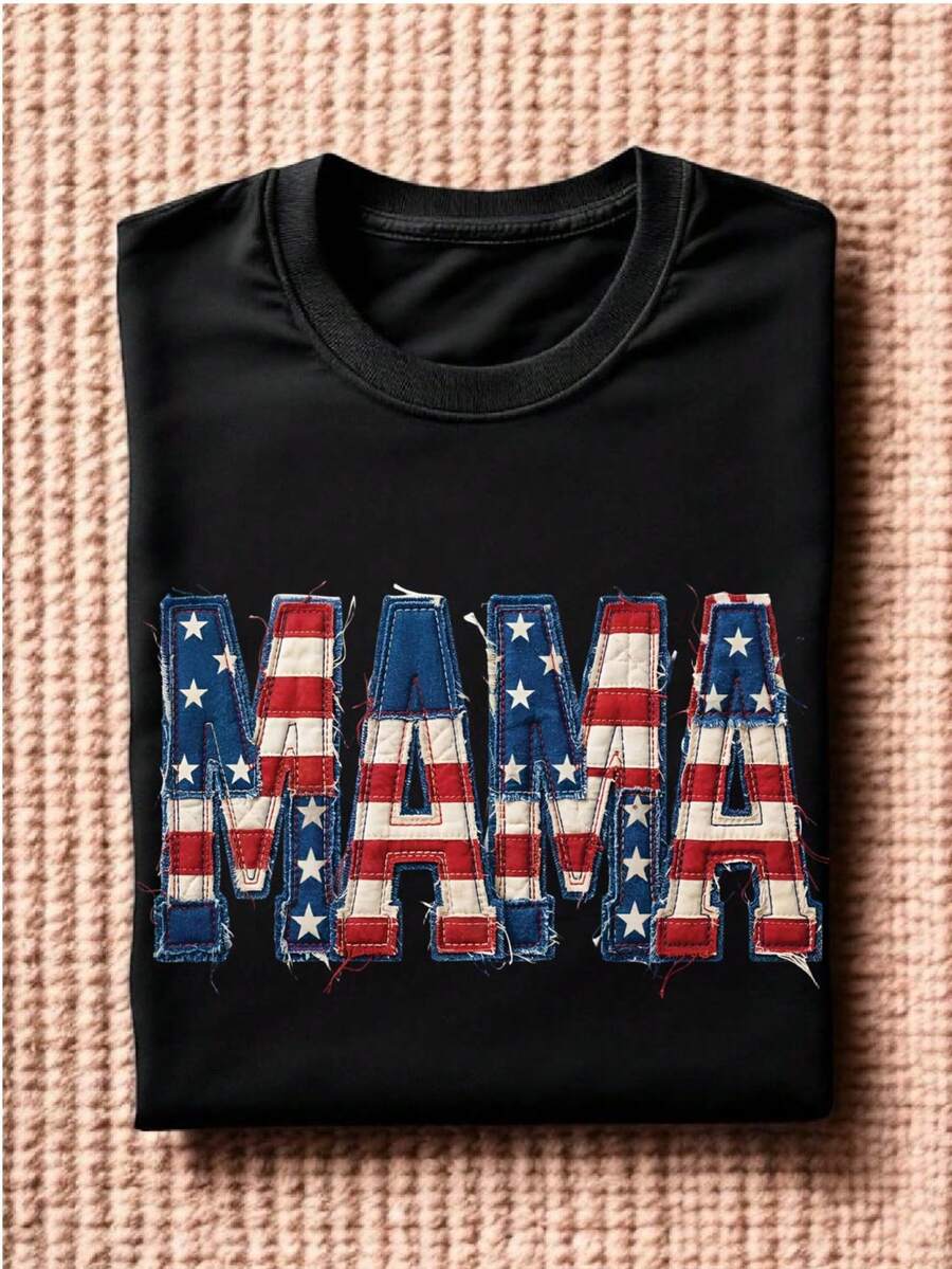Faux Patchwork Mama T-Shirt