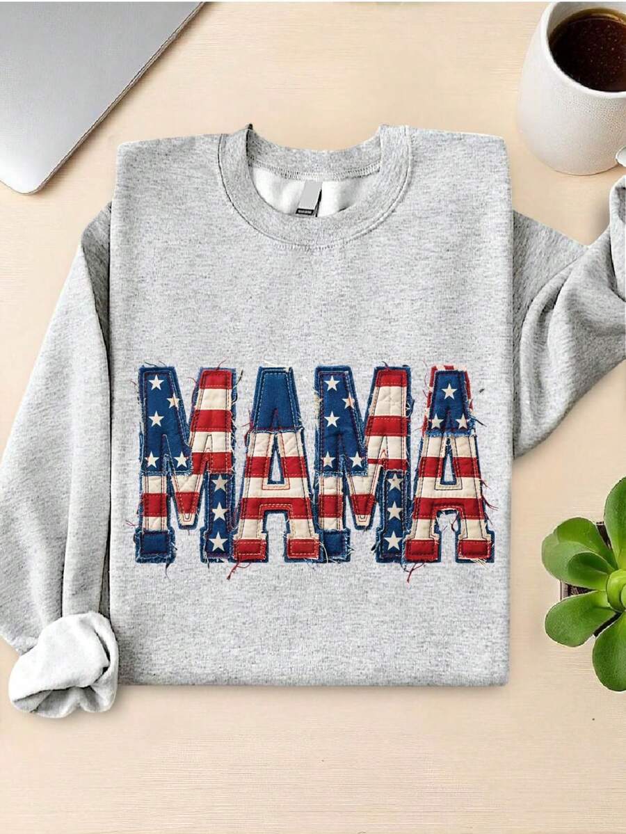 Faux Patchwork Mama Sweatshirt