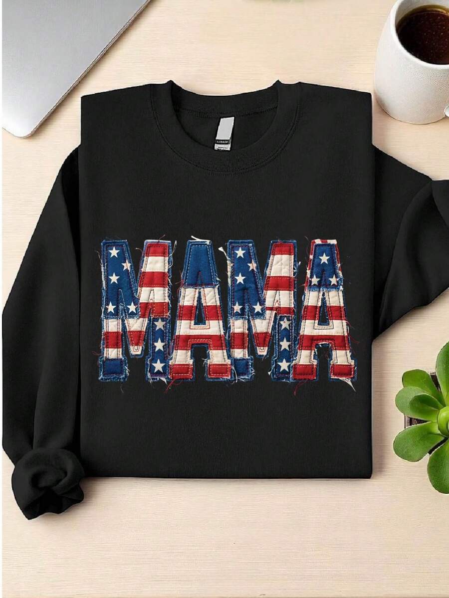 Faux Patchwork Mama Sweatshirt