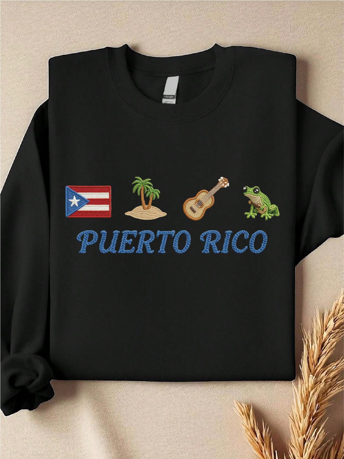 Puerto Rico Faux Yarn Print Sweatshirt