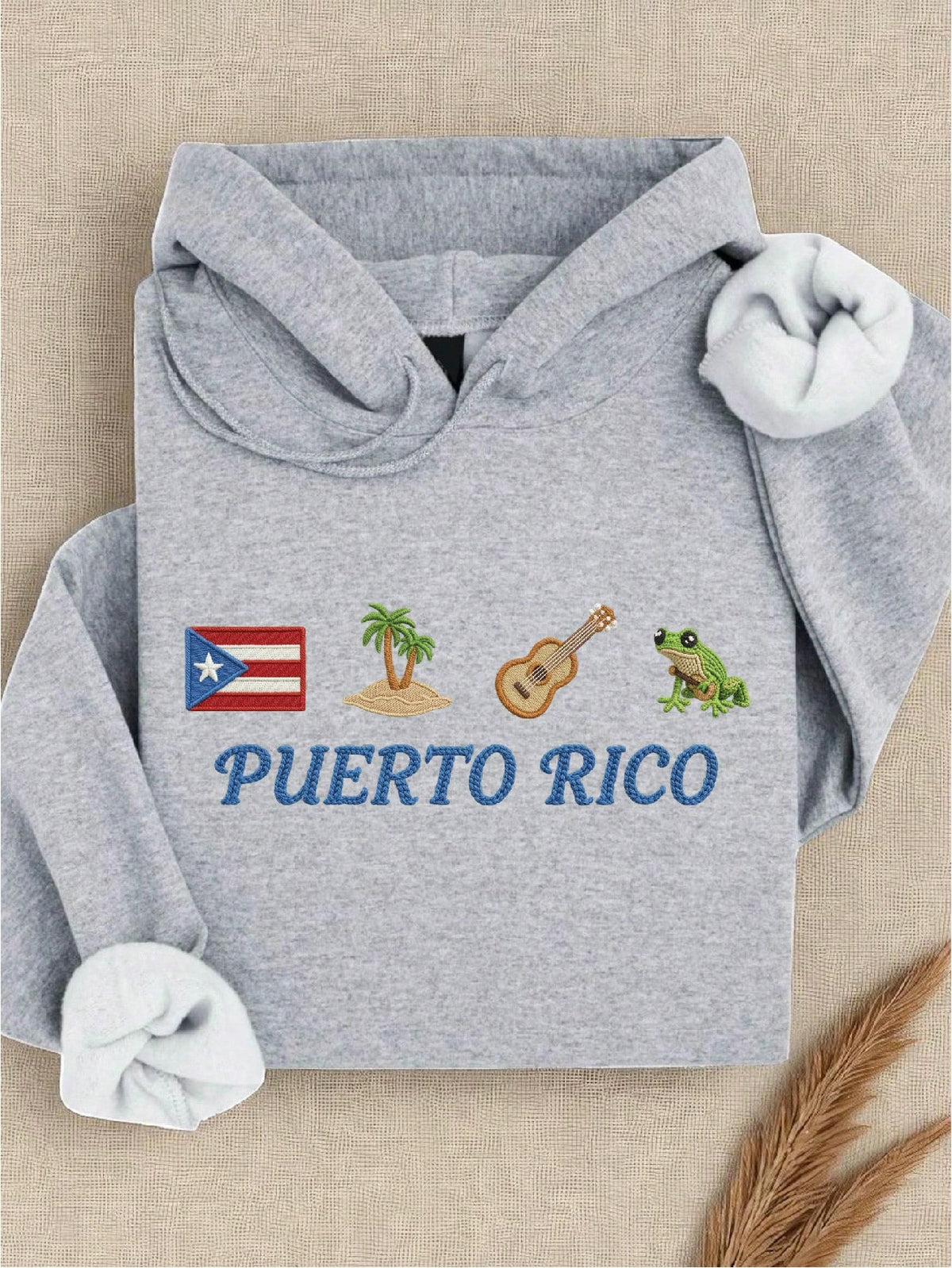 Puerto Rico Faux Yarn Print Hoodie