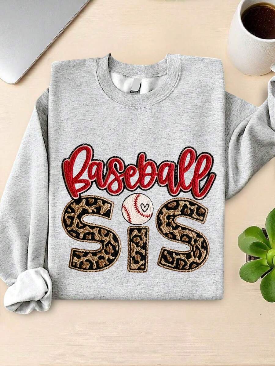 Baseball Sister Faux Yarn Sweatshirt