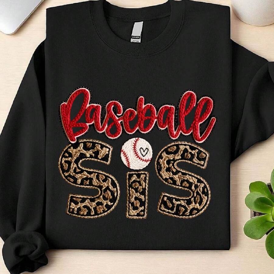 Baseball Sister Faux Yarn Sweatshirt