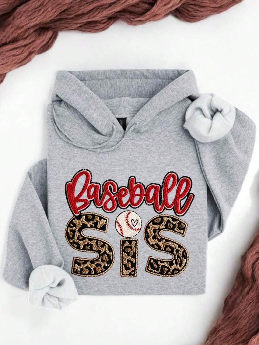 Baseball Sister Faux Yarn Hoodie
