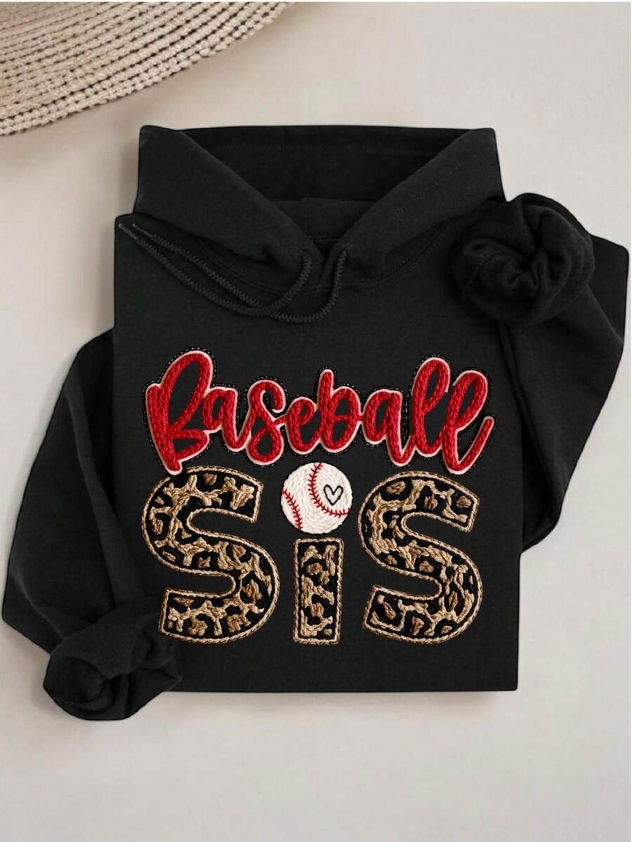 Baseball Sister Faux Yarn Hoodie
