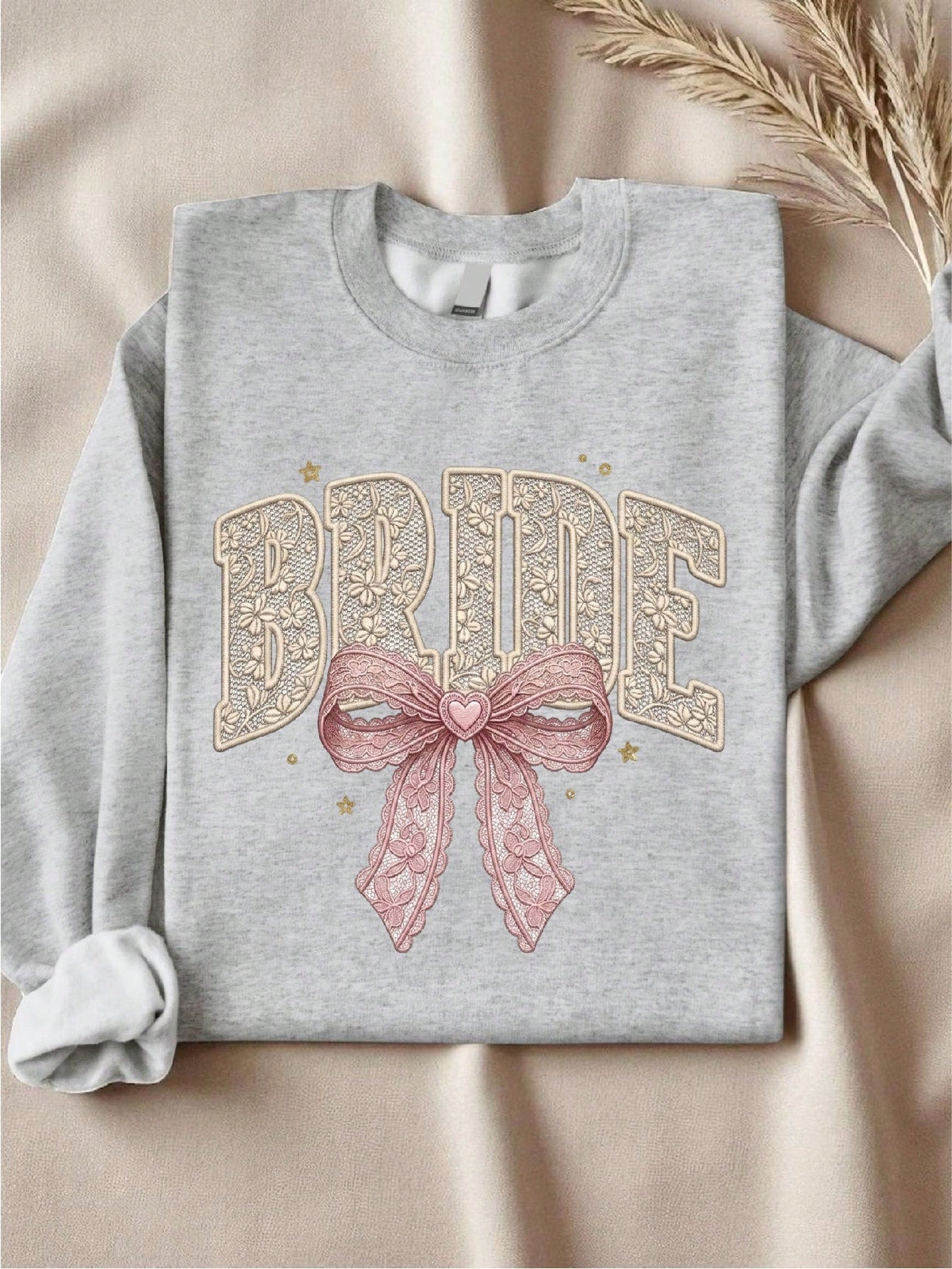 Bride Coquette Faux Yarn Print Sweatshirt