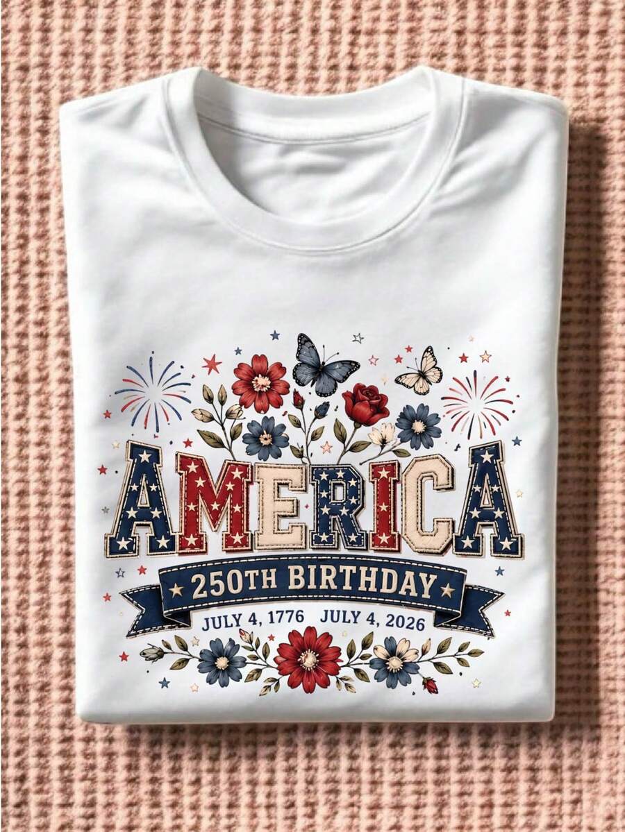 America 250th Birthday Faux Yarn T-Shirt