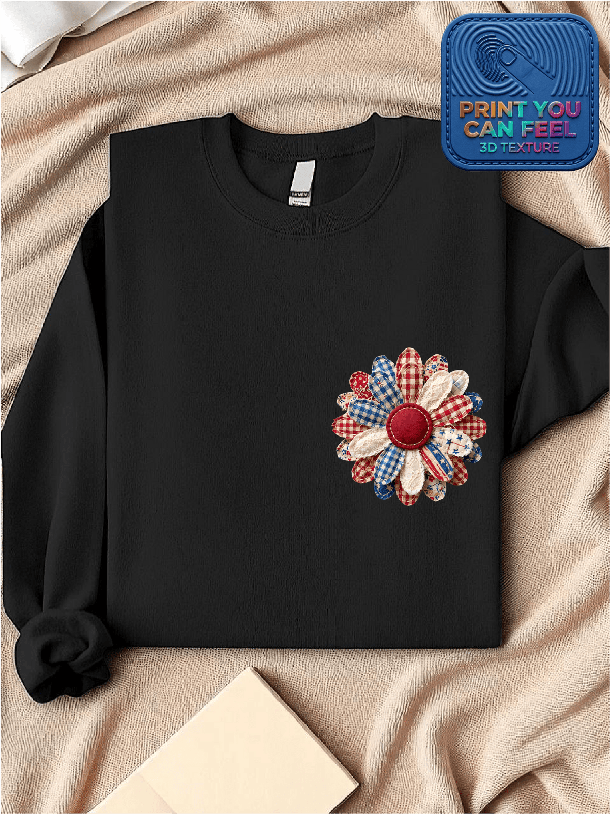 Vintage Flower 4th July 3D Patch Sweatshirt