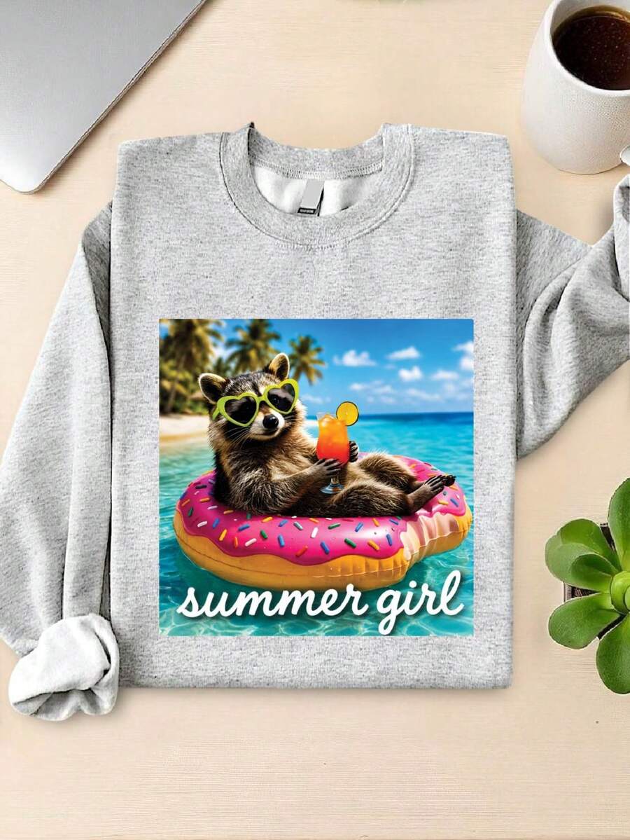Girl Summer Raccoon Sweatshirt