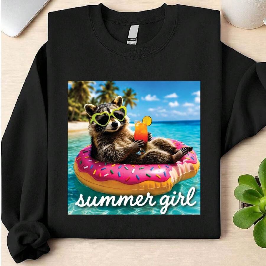Girl Summer Raccoon Sweatshirt