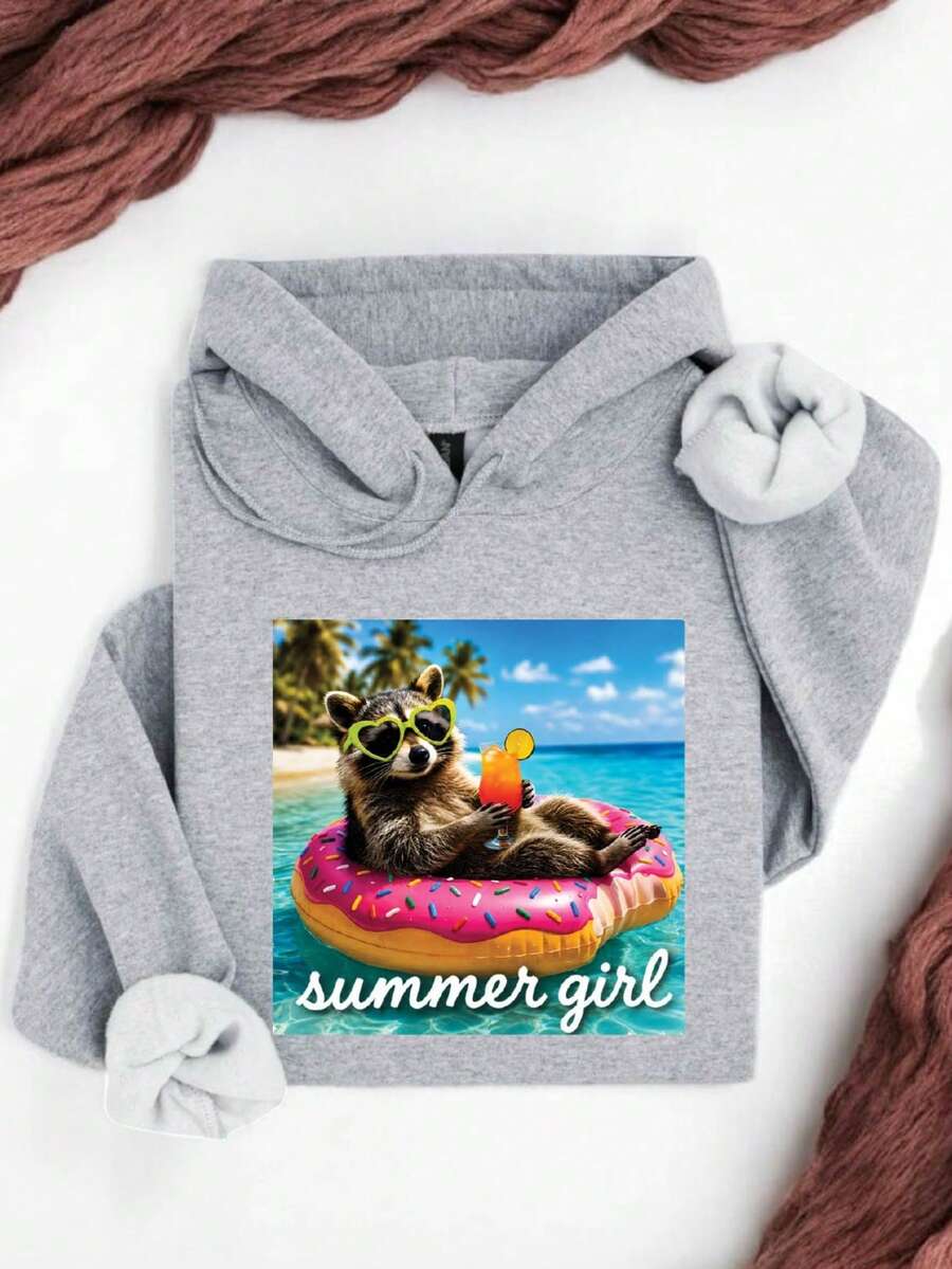 Girl Summer Raccoon Hoodie