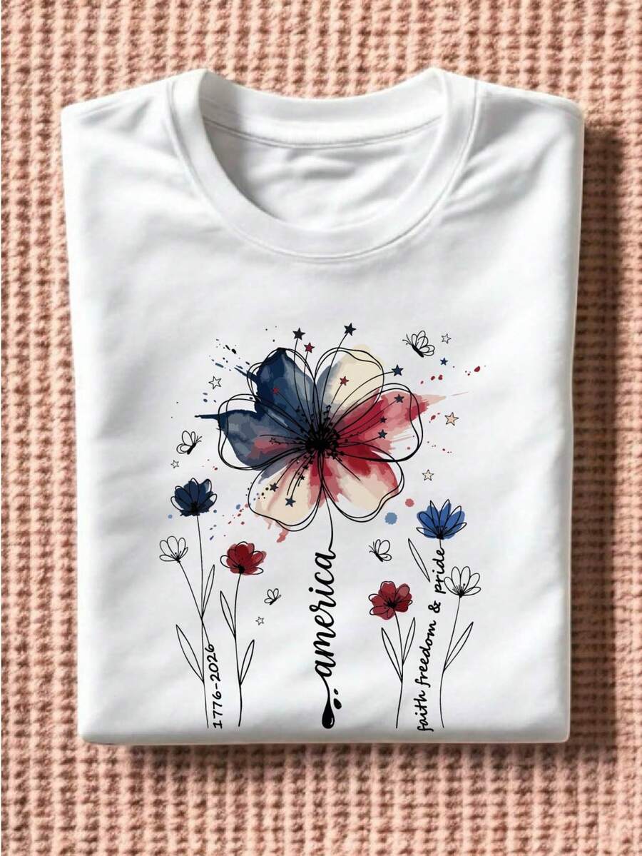 Boho Floral USA 250th Anniversary T-Shirt