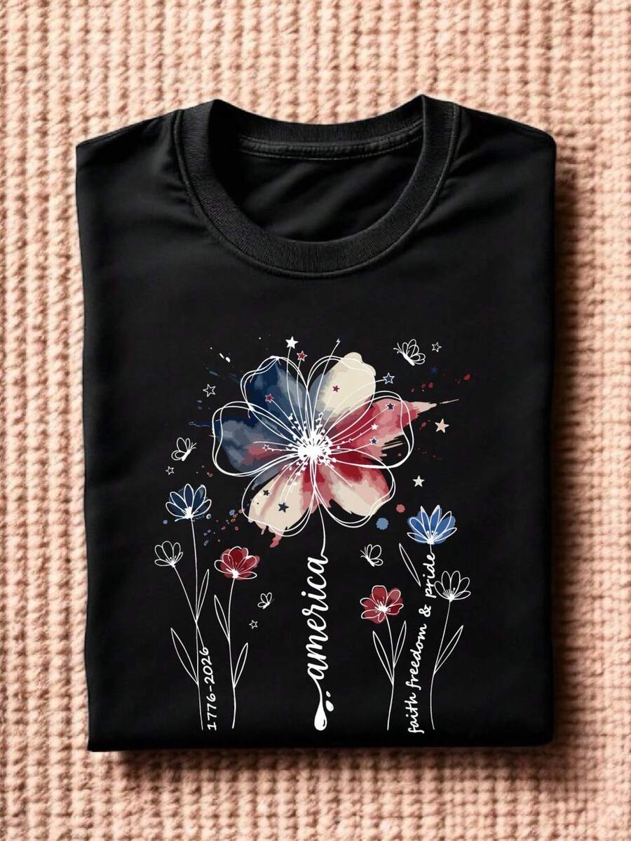 Boho Floral USA 250th Anniversary T-Shirt