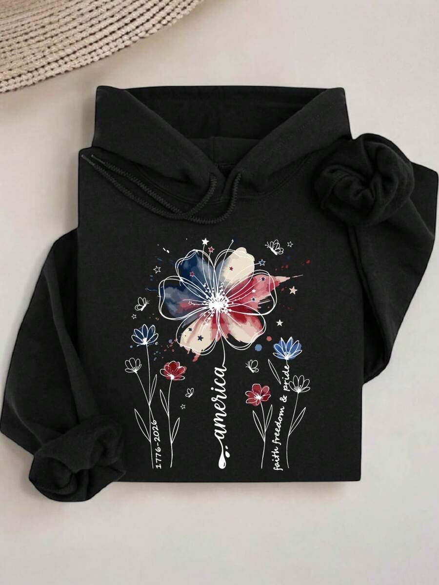 Boho Floral USA 250th Anniversary Hoodie