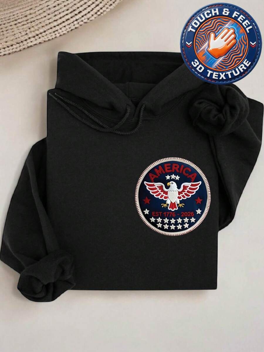 4th Of July Patchwork 3D UV Printer Patch Hoodie