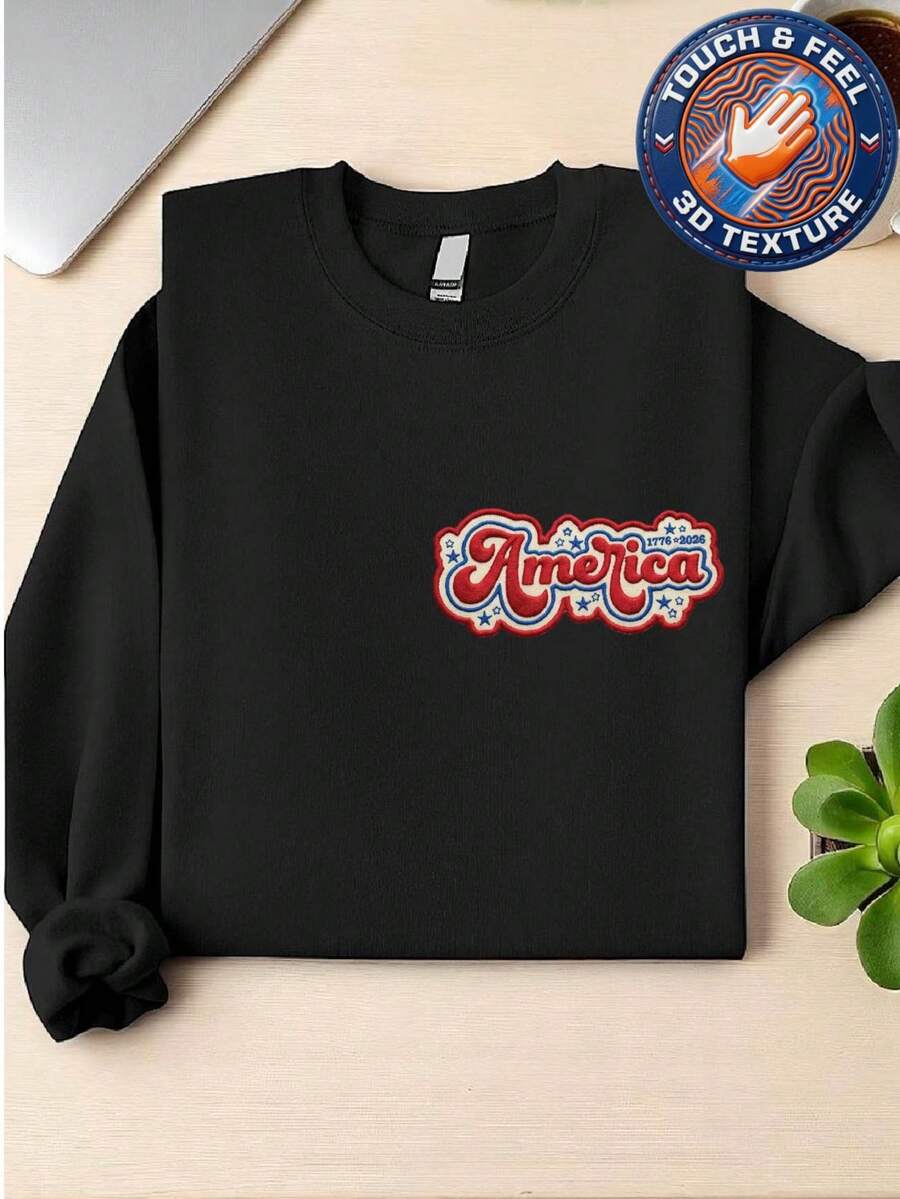 America Embroidered Pocket Size Patch Sweatshirt