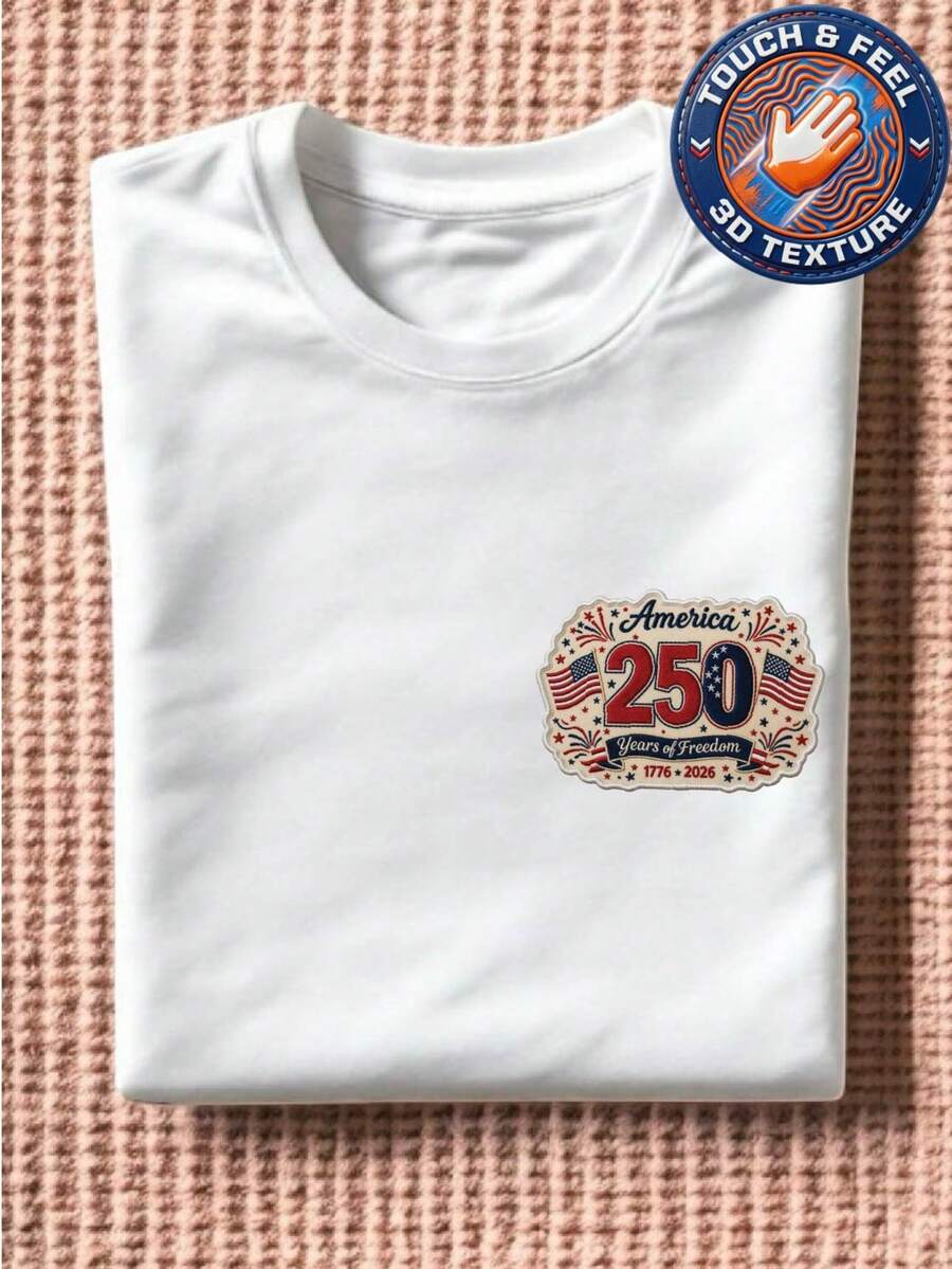 America 250 Years 3D Embroidered Patch T-Shirt