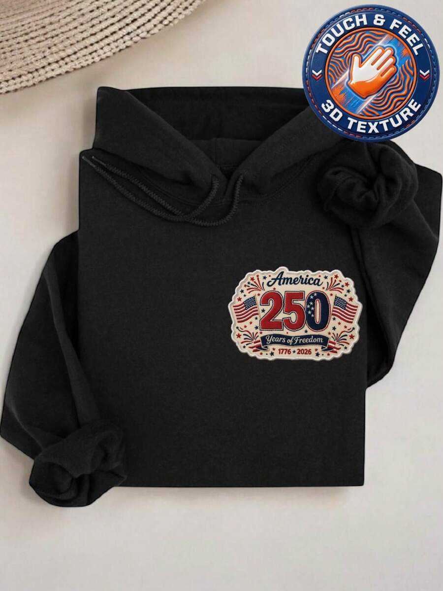 America 250 Years 3D Embroidered Patch Hoodie