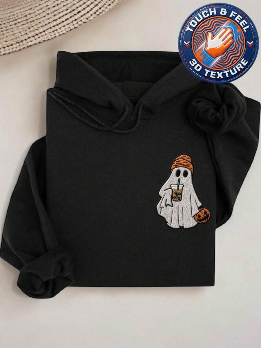 Boo Drink Coffee 3D Pocket Size Patc Hoodie
