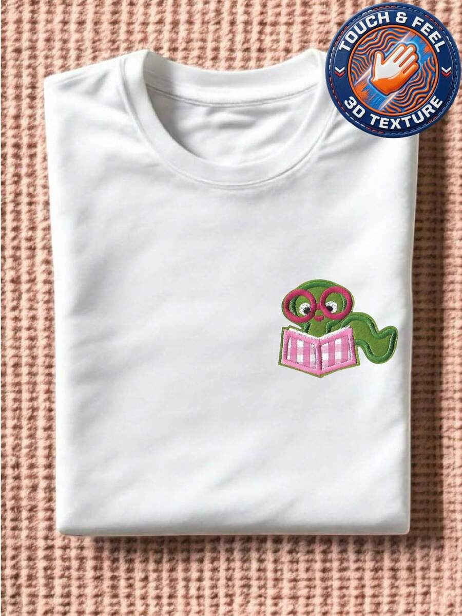 Funny Reading Pocket Size 3D Patch T-Shirt