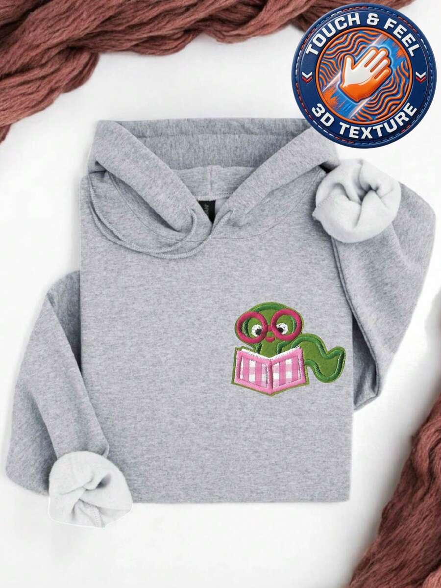 Funny Reading Pocket Size 3D Patch Hoodie