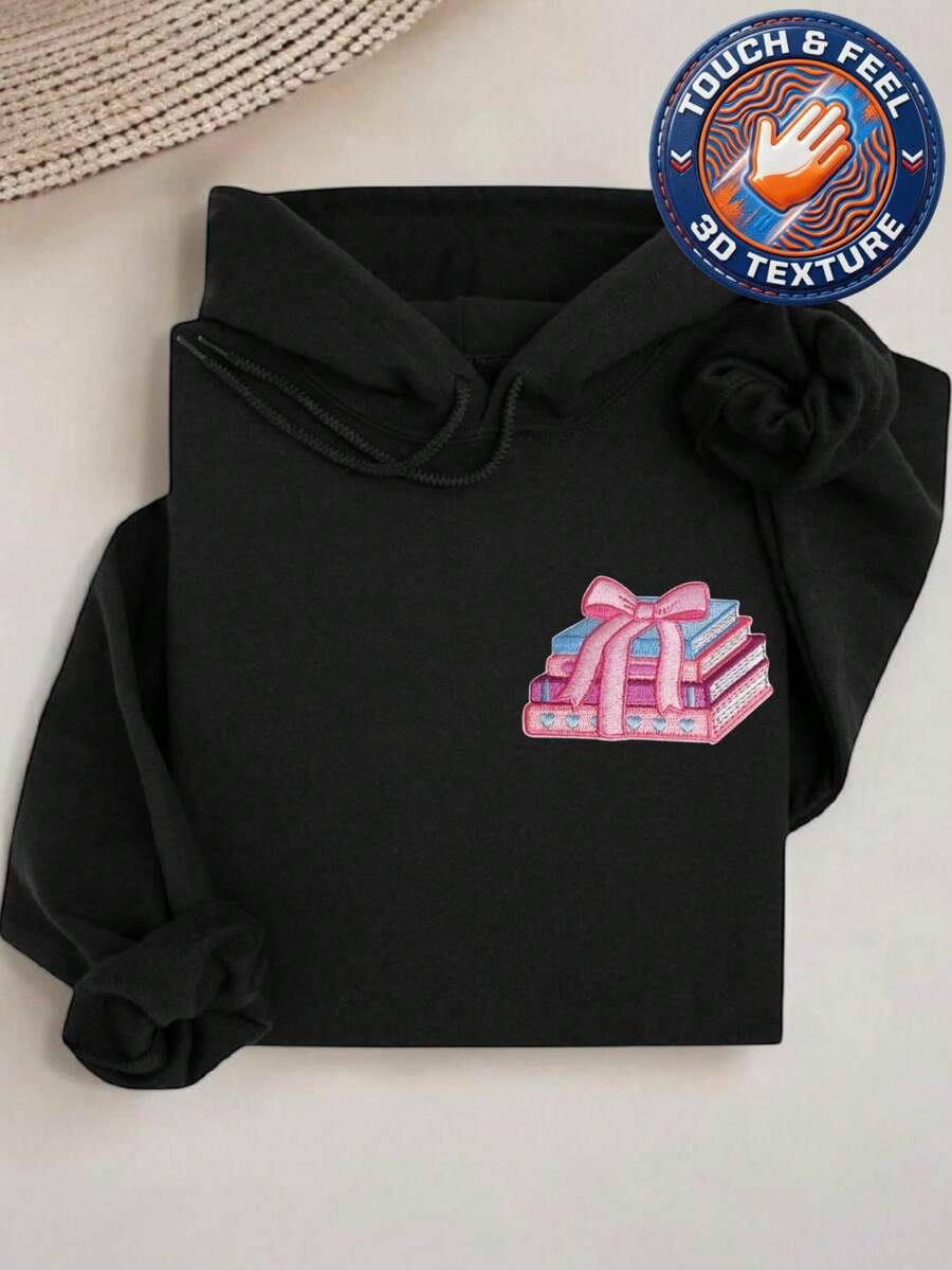 Tied With A Bow Book 3D Patch Hoodie