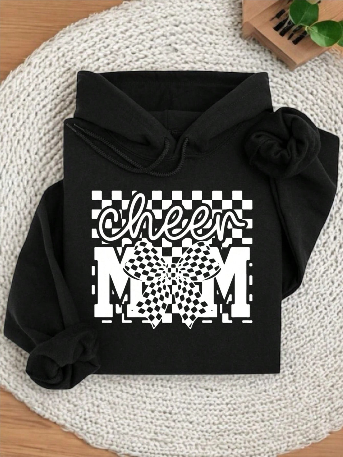 Retro Checkered Cheer Mom Hoodie