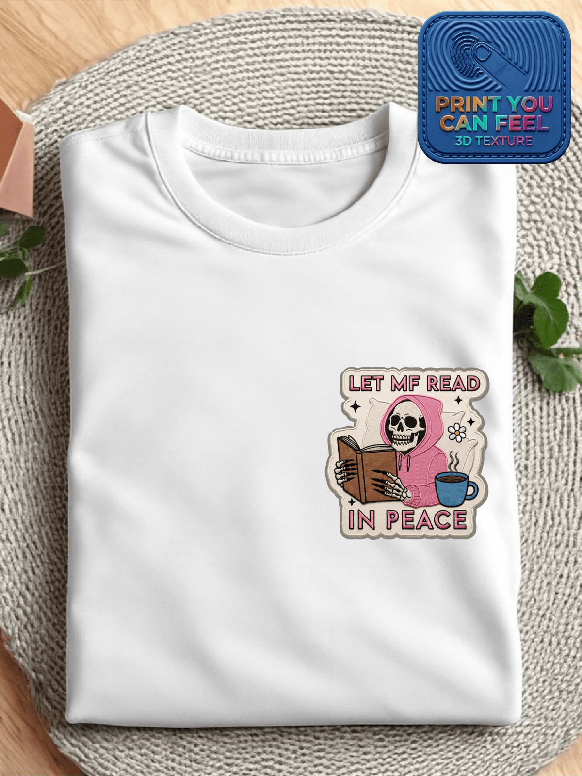 Funny Reader 3D Patch Printed T-Shirt