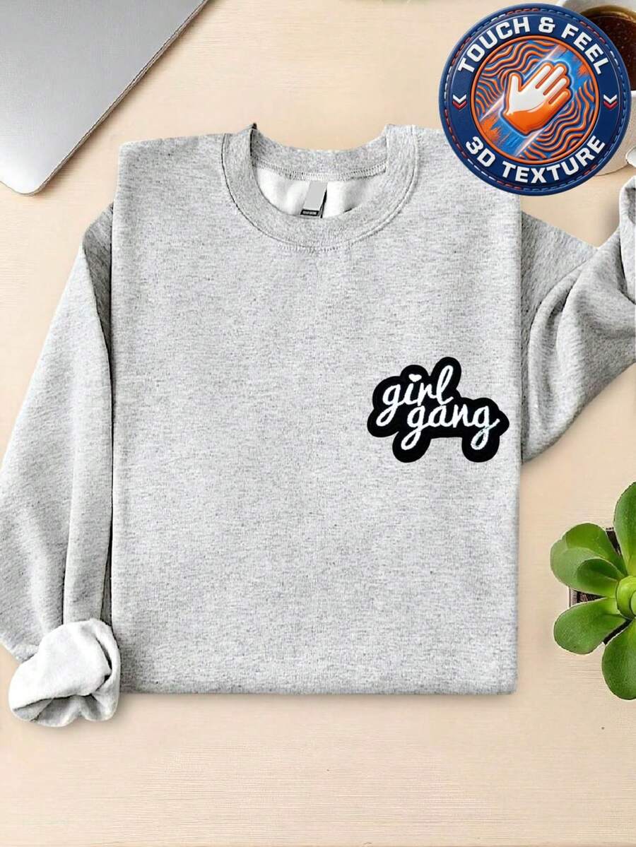 Girl Gang 3D Embroidered Patch Sweatshirt