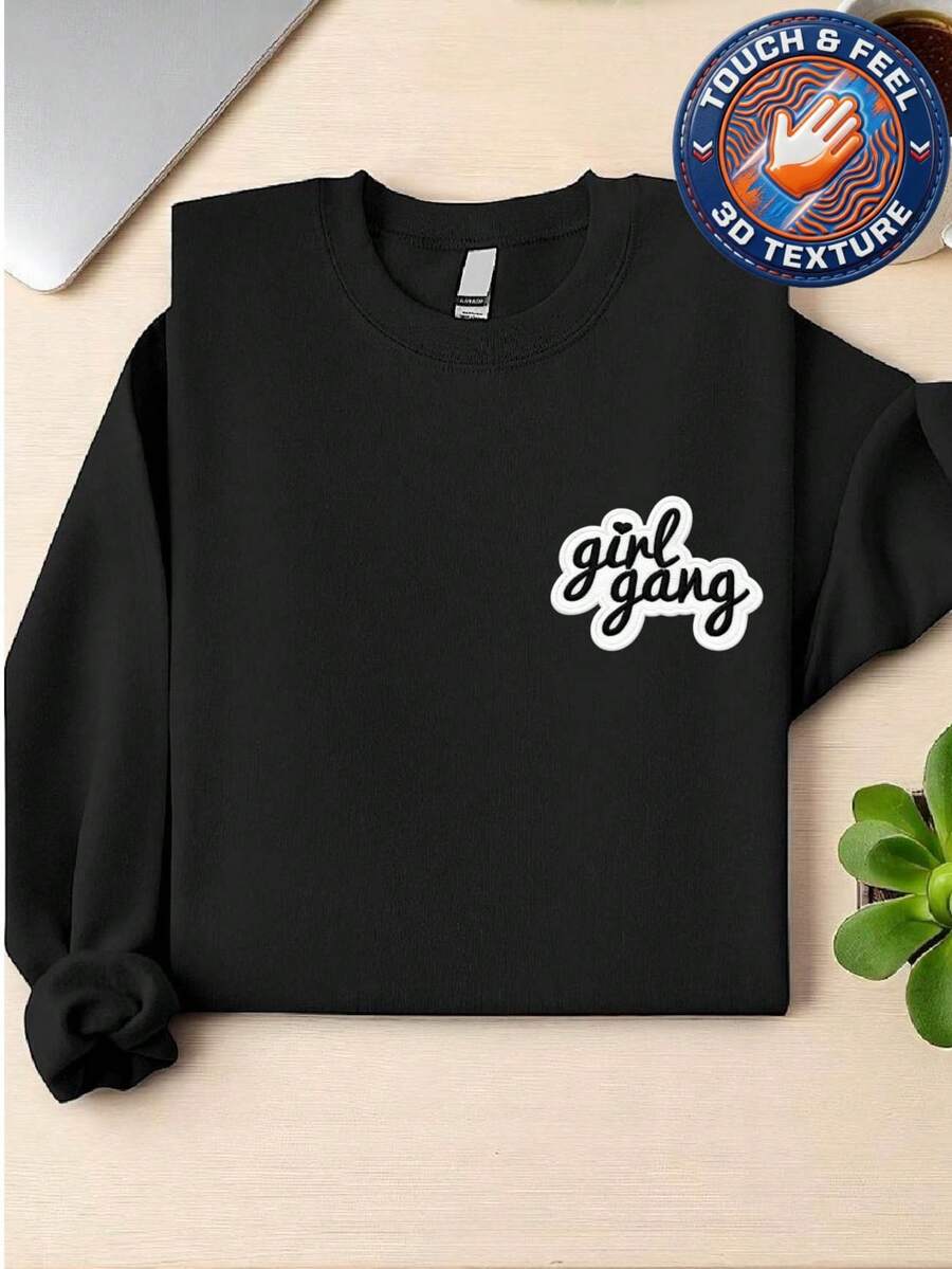 Girl Gang 3D Embroidered Patch Sweatshirt