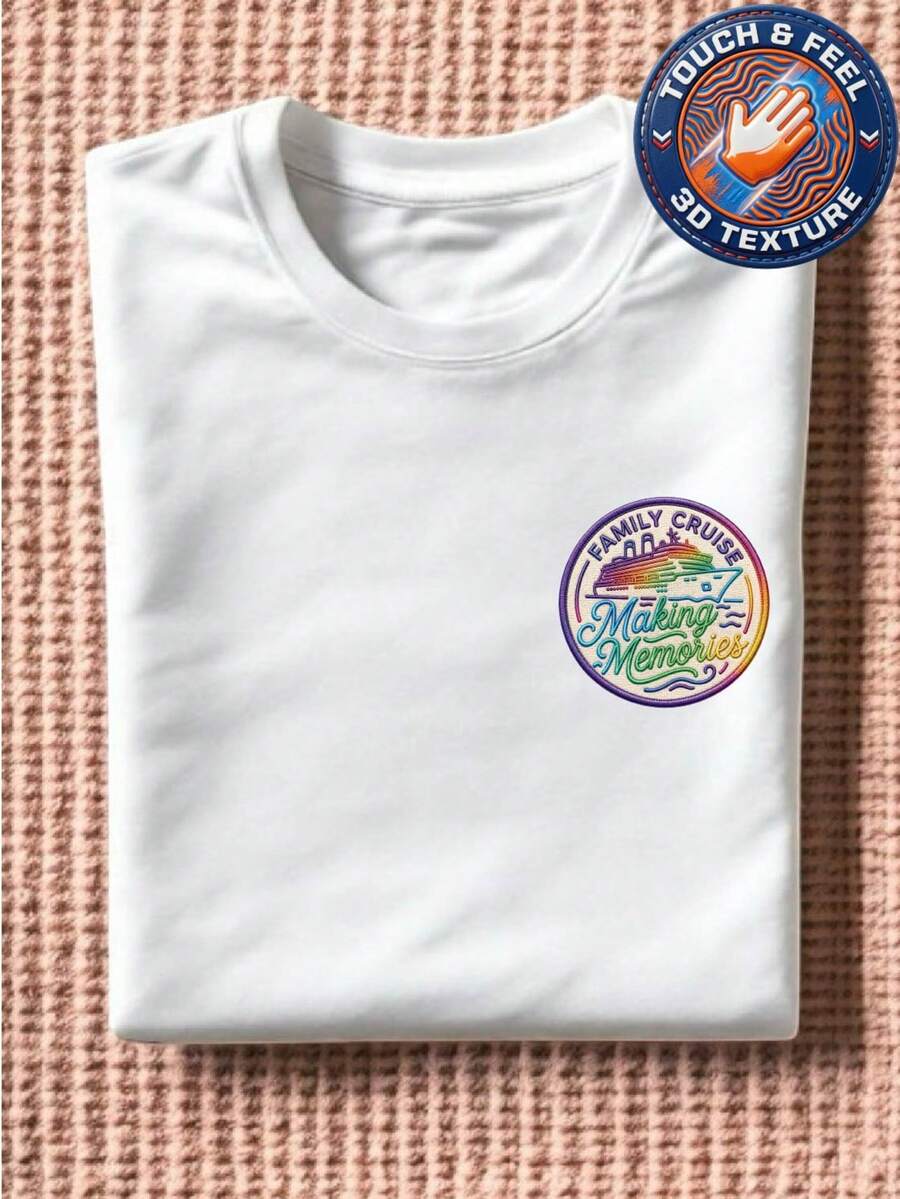 Family Cruise 3D Embroidered Patch T-Shirt