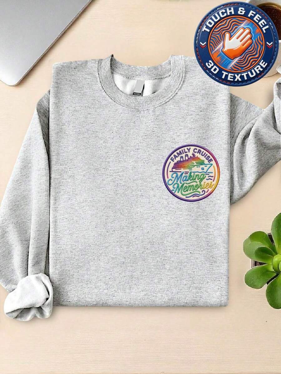 Family Cruise 3D Embroidered Patch Sweatshirt