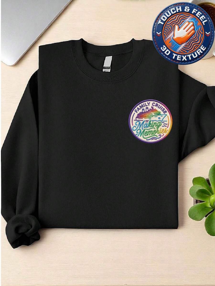 Family Cruise 3D Embroidered Patch Sweatshirt