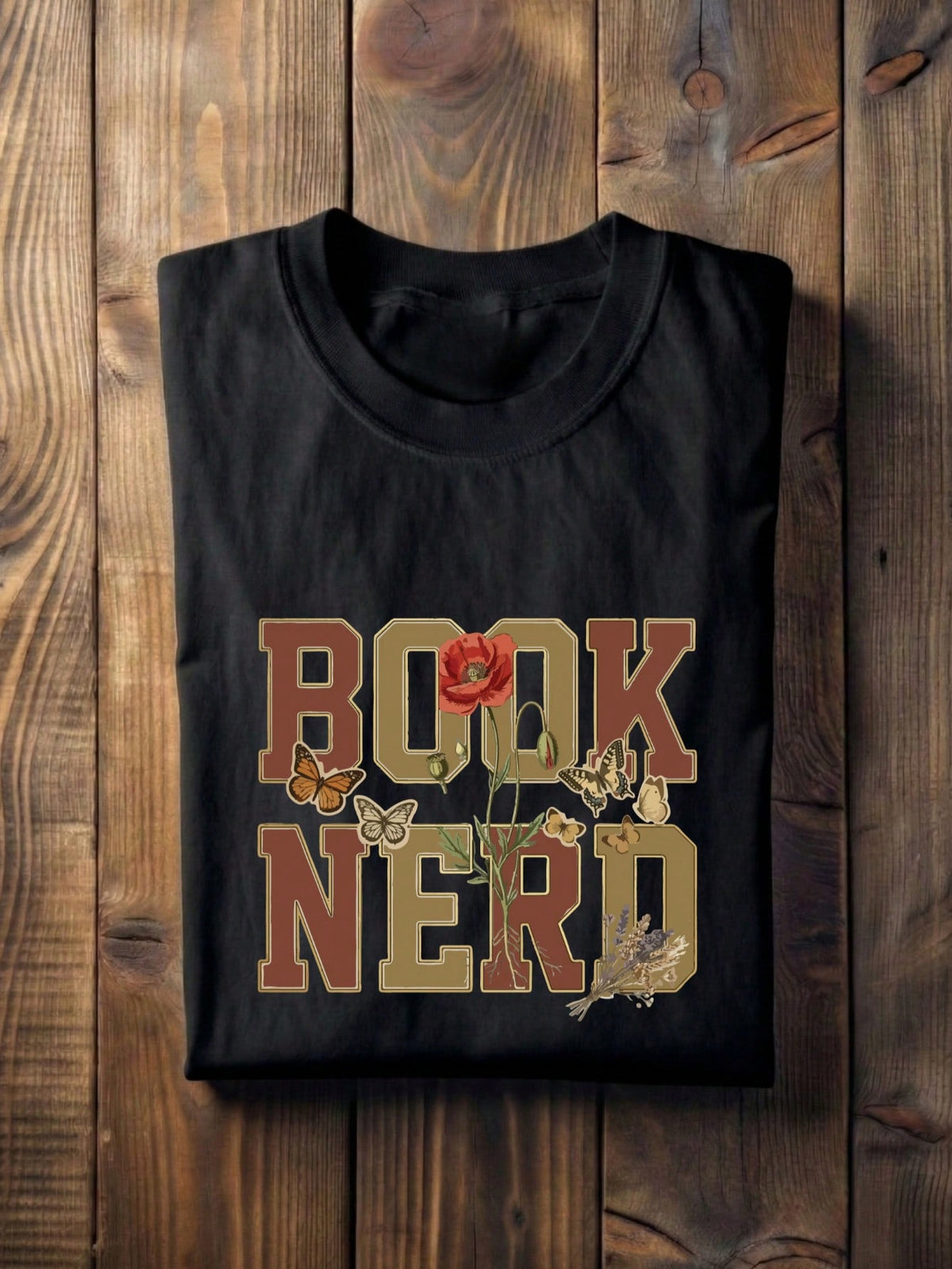 Book Nerd Floral Butterfly T-Shirt