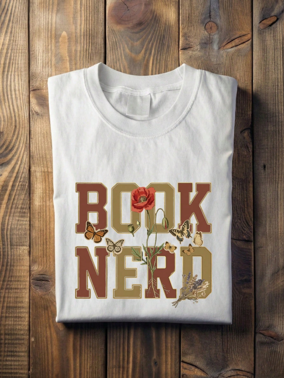 Book Nerd Floral Butterfly T-Shirt