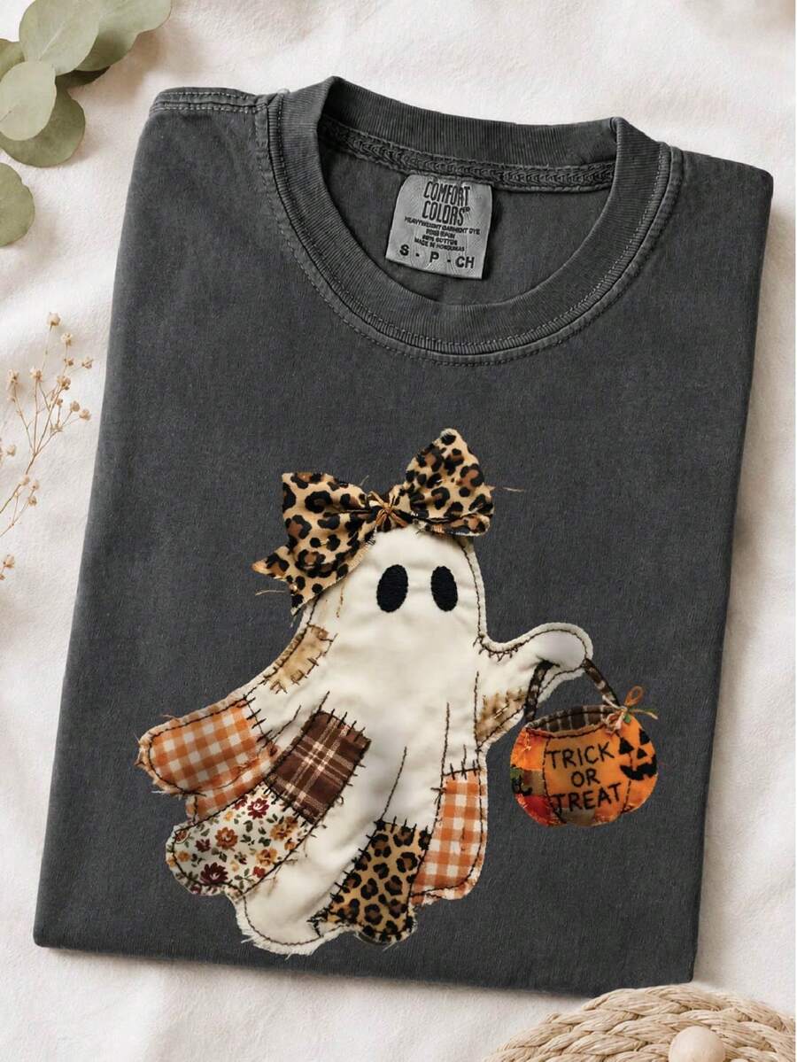 Preppy Fall Ghost DTF Graphic Print Only- Not A Embroidery T-Shirt