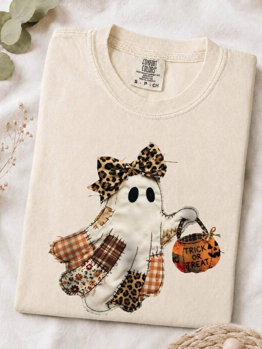 Preppy Fall Ghost DTF Graphic Print Only- Not A Embroidery T-Shirt