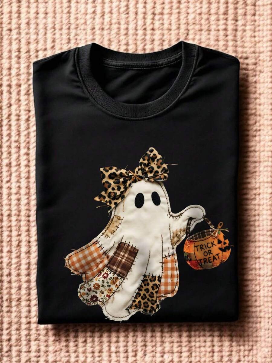 Preppy Fall Ghost DTF Graphic Print Only- Not A Embroidery T-Shirt