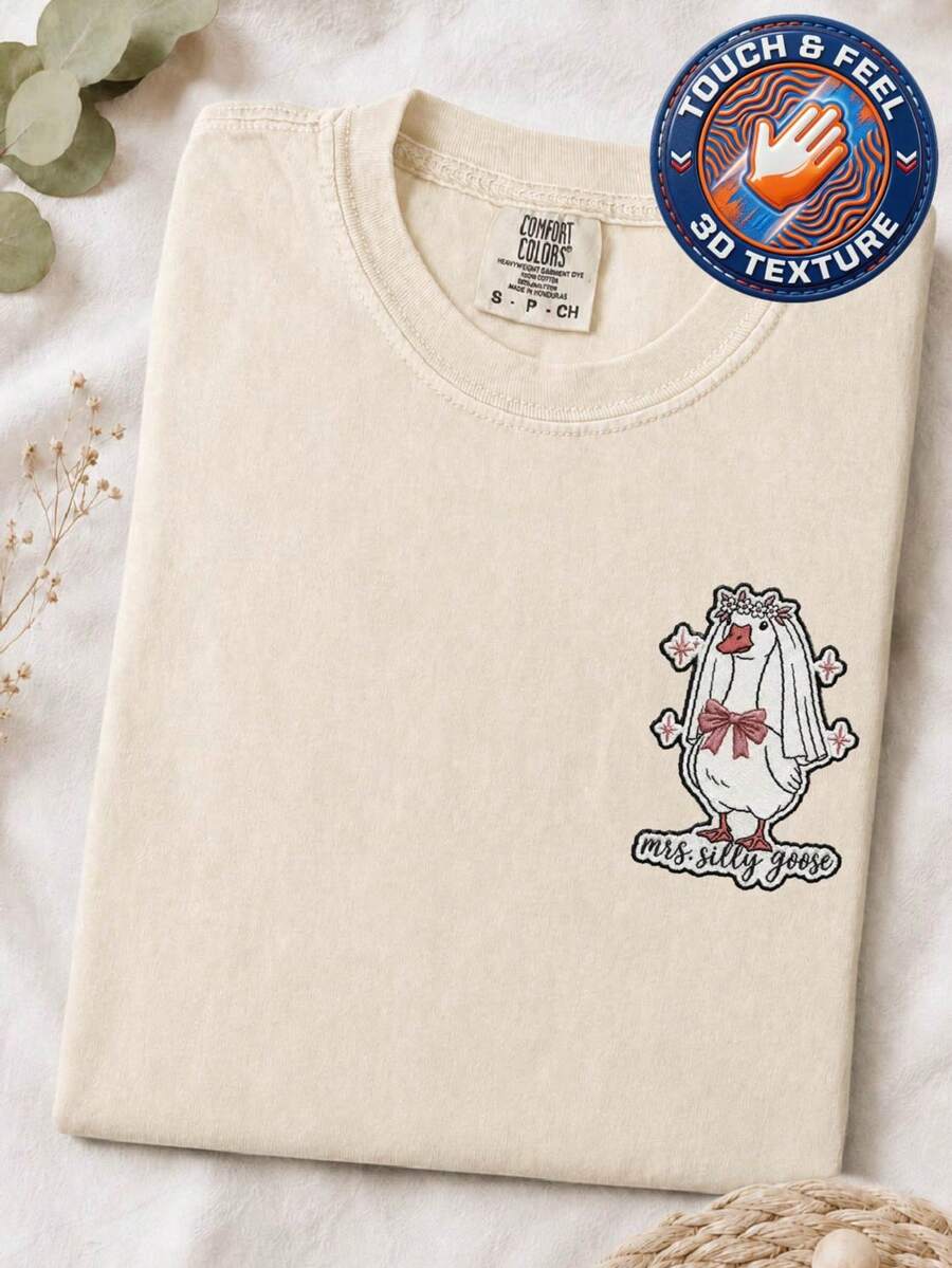 Mrs.Goose 3D Embroidery Patch T-Shirt