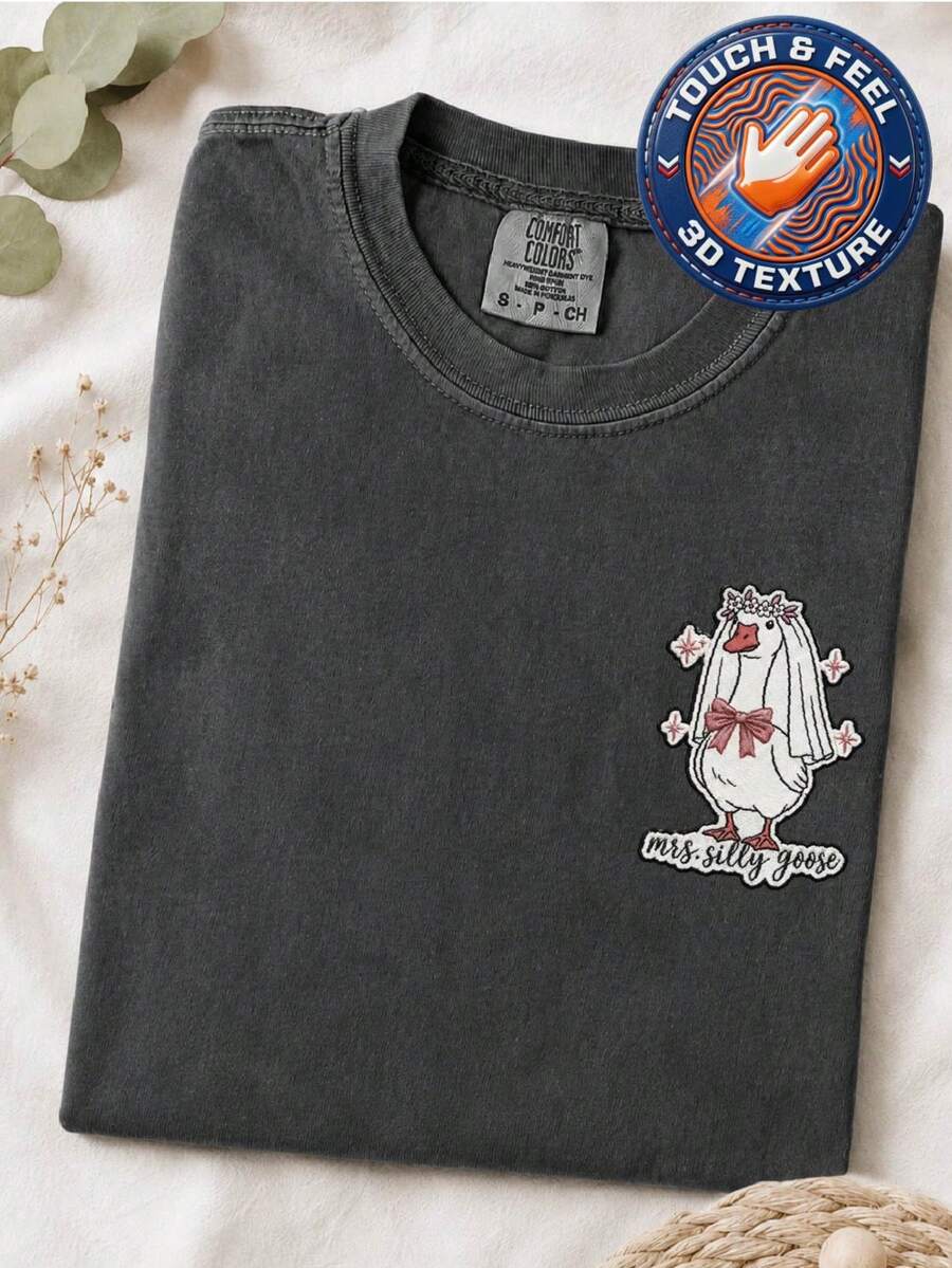 Mrs.Goose 3D Embroidery Patch T-Shirt